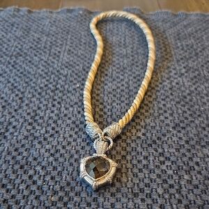 Judith Ripka Gold and Silver Necklace with Amber G